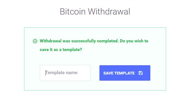 Coinmate withdrawal template option